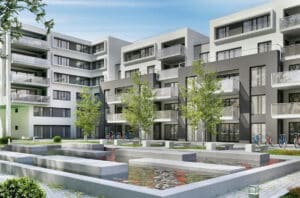 Modern apartment buildings