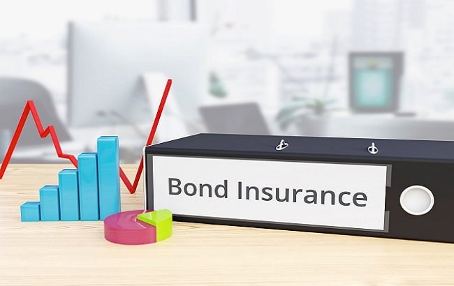 Bond Insurance - Finance/Economy. Folder on desk with label beside diagrams. Business/statistics