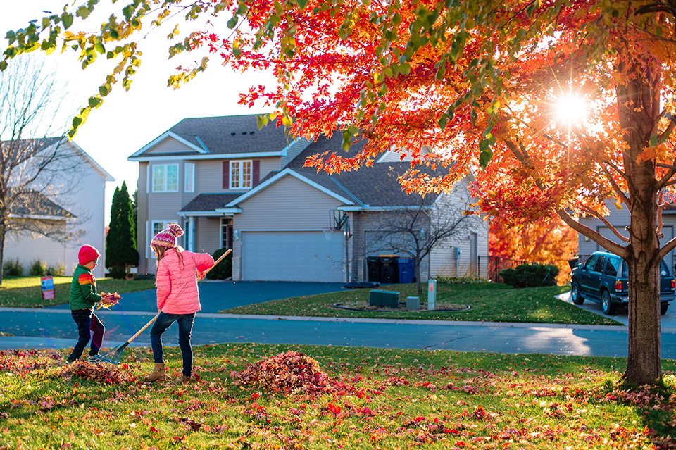 Raking Leaves in the Yard | LoPriore Insurance Agency Raking Leaves in the Yard