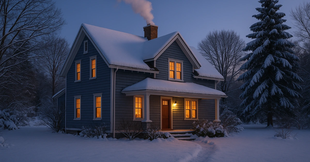 Massachusetts home in winter symbolizing heating system insurance coverage and homeowner protection.